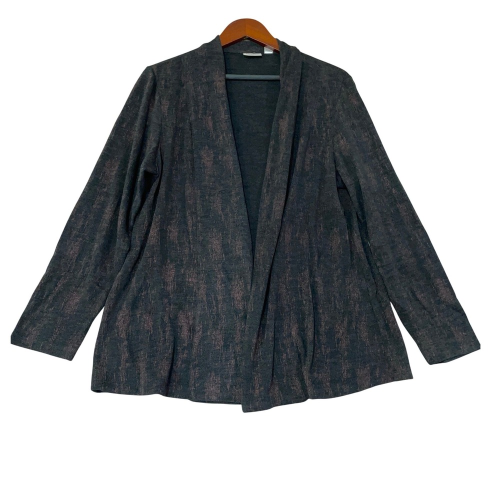 Chico's Easywear Women's 3/XL Pattern Open Front Cardigan Polyester Blend